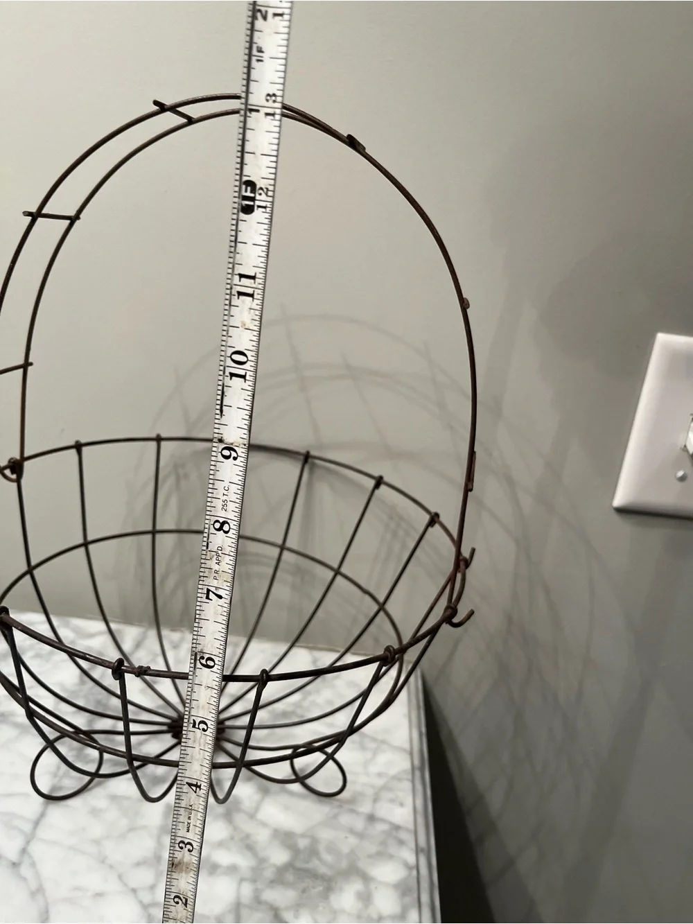 Vintage french style round wire gathering basket.